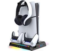 Ipega, Station de charge RGB multifonctionnelle avec refroidissement pour PS5 Slim, noir