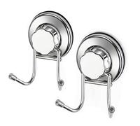 iPEGTOP Lot de 2 crochets à ventouse solides en acier inoxydable sans dommages pour serviette, peignoir, luffa, sacs, manteau, ustensiles de cuisine et accessoires de salle de bain