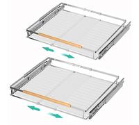 iPEGTOP Lot de 2 étagères coulissantes extensibles pour tiroir de cuisine, salle de bain, largeur réglable de 43 à 71 cm de large x 56,9 cm de profondeur