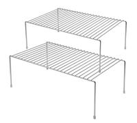iPEGTOP Lot de 2 grandes étagères de rangement pour armoire de cuisine (40 x 24 cm), étagères en fil métallique antirouille pour garde-manger, comptoirs, ustensiles, chrome