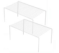 iPEGTOP Lot de 2 mini organiseurs de placard de cuisine, 26 x 13 cm, étagères en acier pour réfrigérateur, garde-manger, comptoirs, ustensiles - Blanc