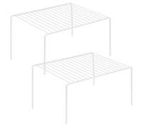 iPEGTOP Lot de 2 mini organiseurs de placard de cuisine, 26 x 13 cm, étagères en acier pour réfrigérateur, garde-manger, comptoirs, ustensiles - Blanc