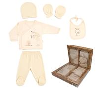 Ipeksi Ensemble pour nouveau-né 100 % coton naturel Équipement de premier équipement Équipement unisexe Vêtements Ensemble cadeau pour bébé avec 5 pièces pour bébé de 0 à 4 mois, Lot de 5, 56
