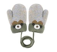IPENNY 0-3 Ans Gants pour Enfants Gants Mignons Oreilles d'ours Licou Gants Tricotés d'hiver pour Enfants de Bande Dessinée Double Couche de Laine et Gants Chauds Epais11X13CM (Gris Clair)