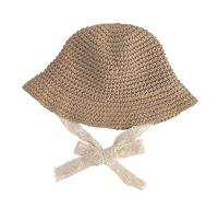 IPENNY Chapeau de Paille à Large Bord pour Enfant - Bob Pliable Panama avec Papillon Anti Soleil pour Plage, Voyage et Loisir