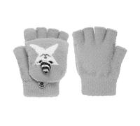 IPENNY Gants Demi-Doigts Enfants Gants à Double Usage Gants Demi-Doigts Mitaines Tricotées Chauds Fille Garçons Hiver Gants à Clapet Gants Chauds sans Doigts 2-6 Ans Rouge Rose Gris crème Beau