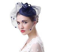 IPENNY Voile Mariage Femme Coiffure Vintage pour Femme Bibi avec Voilette Mini Béret Chapeau Melon élégant Voile de Cérémonie Kit de Déguisment Soirée Voile Mariage en Filet de Boucle