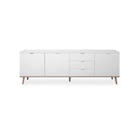 iperbriko Buffet à tiroirs Göteborg en Blanc Mat et Sonoma chêne Massif 200 x 68 cm