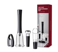 IPEROT Lot de 4 décapsuleurs avec pompe à air comprimé et coupe-capsule, aérateur verseur, bouchon sous vide (4 pièces), tire-bouchon simple, tire-bouchon efficace, idéal pour les amateurs de vin