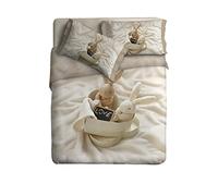 Ipersan 1 Personne Parure Housse de Couette imprimé Bunnies in Love Couleur Beige 155x240cm