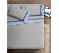 IPERSAN Parure de lit Double 100% Coton, 1 Drap Plat 260 x 290 cm + 1 Drap Housse 180 x 200 cm + 2 taies d'oreiller 83 x 52 cm, Double Volant en Satin, fabriqué en Europe