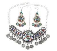 Ipetboom 1 Ensemble De Boucles D'Oreilles Rétro Pour Femmes Colliers Bandeau Décoratif Bijoux Pour Cheveux Boucles D'Oreilles À Crochet Chaînes De Cheveux En Strass Boucles