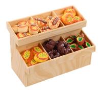 Ipetboom 1 Ensemble De Mini-Jouets Alimentaires : Armoire À Pain Miniature avec Décorations en Pain Simulé - Mini Modèle De Simulation pour Accessoires De Photographie À