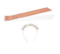 Ipetboom 1 Ensemble Ensemble kit de décorations de fête d'anniversaire bandeaux d'anniversaire rose heureux Mariage kit de fête d'anniversaire bandeau joyeux anniversaire pour femme alliage