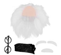 Ipetboom 1 ensemble Perruque Blanche Synthétique avec Barbe et Sourcils pour Adultes Accessoires de Costume de Scientifique pour Halloween et Cosplay Ajustement Confortable et Haute
