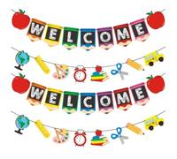 Ipetboom 1 Jeu Bannière De Rentrée Scolaire Décoration De Bienvenue Pour Classe Accessoire Pour Premier Jour École Scolaires 4 Pièces