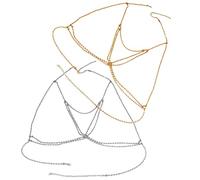 Ipetboom 1 Jeu Bijoux De Chaîne De Soutien De Collier Doré Et Blanc Accessoire De Mode Pour Femmes Parfait Pour Fêtes Occasions Spéciales 2 Pièces