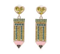 Ipetboom 1 Paire Boucles Oreilles Pendentives Forme de Crayon Coeur pour Femmes Boucles Oreilles Accessoire Fête et Scolaire Parfaites pour Enseignants et