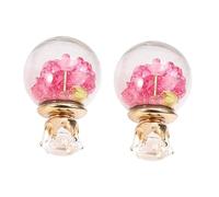 Ipetboom 1 Paire De Boucles D'Oreilles Boules De Verre Petites Boucles D'Oreilles Pour Femmes Clous Délicats Pour Filles Boucles D'Oreilles Doubles Séchées Décoration