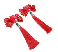 Ipetboom 1 Paire Épingle à cheveux Année du Dragon chignon peluche barrettes Figurine démêlant Cheongsam accessoire accessoires de cheveux hanfu pinces à cheveux festival en tissu rouge