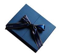 Ipetboom 1 Pièce Coffret Arc Emballer Coffrets Coffret Saint Valentin Coffret En Carton Coffret Nœud Étui D'emballage Bleu Papier Carton