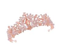 Ipetboom 1 pièce Couronne de Mariée Cristal Doré Diadème Éblouissant avec Diamant Rose Accessoire de Mariage Élégant pour Mariée et Demoiselle