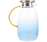 Ipetboom 1 pièce Pichet Verre avec Couvercle Acier Inoxydable Cruche à Eau Bleu Dégradé pour Boissons Froides pour Thé Jus et Vin