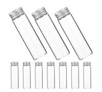 Ipetboom 10 pièces Bouteilles Verre Transparent avec Couvercles Aluminium Lot de Mini Flacons pour Échantillons et Stockage Étanches et