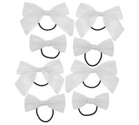Ipetboom 10 Pièces élastique à nœud mignon chignon beauté arc blanc élastiques noeud blanc pour robe cordes de cheveux d'arc liens de poils arcs de cheveux de fille tissu en coton blanche