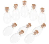 Ipetboom 10 pièces Mini Oval Transparent Glass Drift Bottles with Cork Stopper Empty Multifunctional Storage and Wishing Bottles for DIY and Art Decor