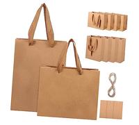 Ipetboom 10 pièces Sachet Kraft Papier de Courses de Fête pour Anniversaires et Mariages avec Étiquettes et Corde Jute