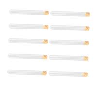Ipetboom 10 pièces Tube à Essai Verre Transparent avec Bouchon Liège Bois Tube sans Bulles pour Laboratoire Recherche et Fond Rond