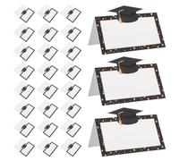 Ipetboom 100 Pièces Cartes de Place Graduation Thème Chapeau Doctoral Cartes de Table Blanches à Écrire pour Fête Étudiante et Décoration Banquet