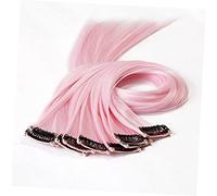Ipetboom 10pièces Clip in Hair Extensions Synthétiques Colorées Rose Mèches Lisses Extra Longues Pour Look Transformable Et Confortable