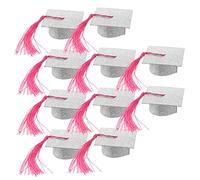 Ipetboom 10pièces Mini Couvre-Verres Forme de Chapeau de Remise de Diplôme Réutilisables pour Décorations de Fête et Cadeaux Achèvement Études