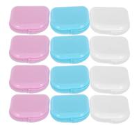 Ipetboom 12 Étuis pour Prothèses Dentaires avec Trous D’Aération - Boîte Portable en Plastique Étanche Ensemble 12 Pièces Couleurs Bleu Clair Rose Clair et Blanc Rangement Hygiénique