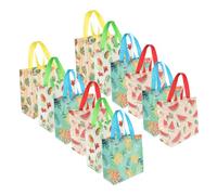 Ipetboom 12 pièces Lot Courses Réutilisables Tissu Non Tissé Imperméable Pliables et Portables avec Imprimés Fruits Cabas pour Courses et Cadeaux