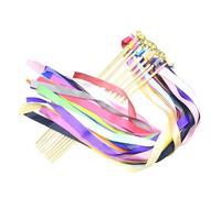 Ipetboom 12 pièces Lot de Baguettes Fée Colorées avec Cloche Dorée Rubans Arc-Ciel Accessoires Mariage Garçon Fille Fille Garçon Animation Festive pour Cérémonie et Fête