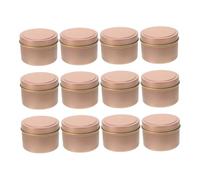 Ipetboom 12 pièces Lot de Pots à Bougies Métal avec Couvercle Contenant DIY pour Fabrication de Bougies Parfumées Boîtes à Cire Finition Rose Doré Mat pour Rangement Bijoux et Accessoires