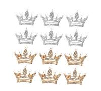 Ipetboom 12pièces Broche Couronne Épingle pour Vêtements Broche Délicate Femme Insigne de Revers Couronne Bijoux à Épingler pour Chapeaux