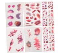 Ipetboom 16feuilles Cache-cicatrices Faux Tatouages pour Halloween Kit Maquillage Blessures et Bleus Autocollants Visage Cosplay
