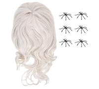 Ipetboom 1ensemble Perruque Araignée Ondulée Grise Pour Cosplay Halloween Avec Accessoires Spiders Costume Féminin Pour Fête Et Événements Spéciaux