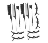Ipetboom 1ensemble Set De Peignes De Coiffure Professionnel Avec Brosse à Taquiner Et Clips Alligator Pour Stylisme Et Démêlage Cheveux