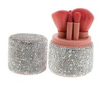 Ipetboom 1ensemble Set De Pinceaux Maquillage Rhinestones Ensemble De Pinceaux De Voyage Compact Pour Fond De Teint Fard à Paupières Et Blush Avec Organisateur Kit Portable Avec Couvercle