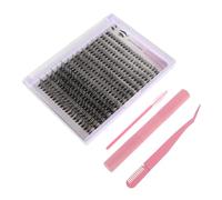 Ipetboom 1ensembles Faux Cils Individuels Kit Extensions Touffes Colle Dissolvant Patchs Application Facile Maquillage Domicile Couleur Rose