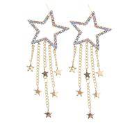 Ipetboom 1paire Boucles Oreilles Étoilées Pendantes Zircon Avec Franges Bijoux Et Minimaliste Pour Et