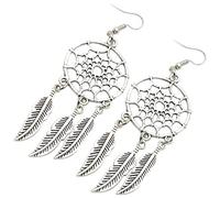 Ipetboom 1Paire Boucles Oreilles Pendantes Femme de Boucles Oreilles Dream Catcher avec Plume pour Style Western et Élégant