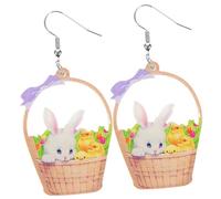 Ipetboom 1Paire Floral Easter Earrings For Women Cute Bunny Basket And Egg Design For Spring Fashion And Festive Celebrations