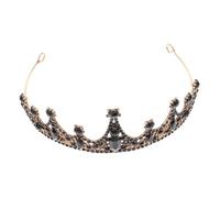 Ipetboom 1Pc Couronne Noire Mariée Casque Baroque Reine Robe De Mariée Accessoires Diadèmes Et Couronnes Halloween Diadème Pour Femmes Noir Couronne De Mariage Anniversaire Reine Couronnes