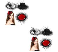 Ipetboom 2 Ensembles Accessoires De Cheveux De Chapeau Dame Faire La Fête Coiffure Femme Adultes Chapeau Brodé Pour Pseudo Chapeaux D'arc Fantaisie Engrener 3 Pièces * 2